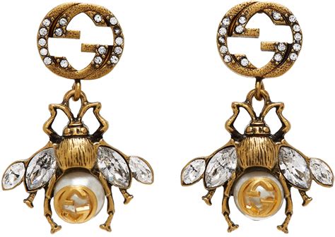 gucci bee pearl earrings|gucci interlocking g earrings.